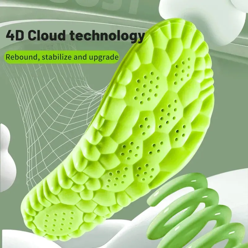 4d Sport Insole Super Soft Shock Absorbing Sole Pads for Feet Arch Support Orthopedic Inserts