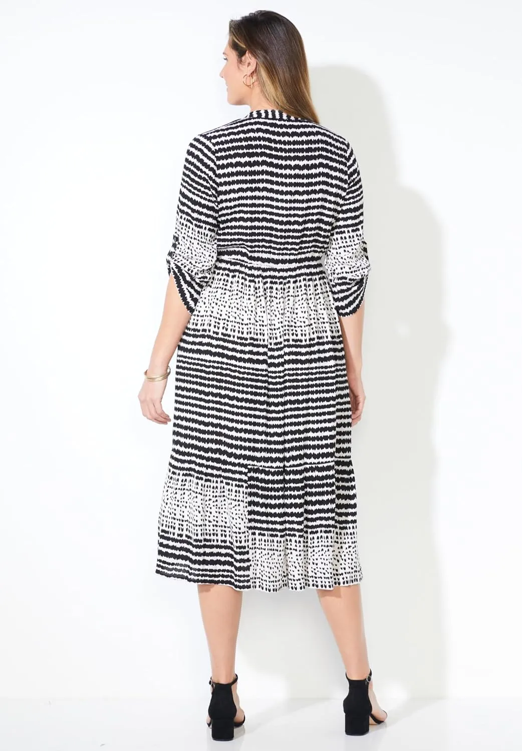 Catherines Women's Plus Size Gauze Midi Shirtdress