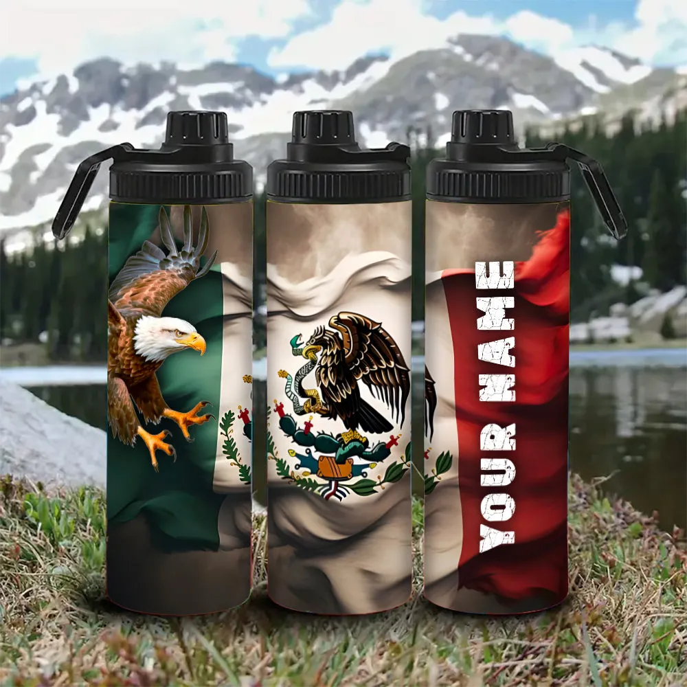 Customized Name Mexico Flag Water Bottle - Perfect for Cycling, Hiking, Fitness & Outdoor Adventures