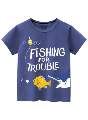 Half Sleeve Fishing For Trouble Cotton T-Shirt