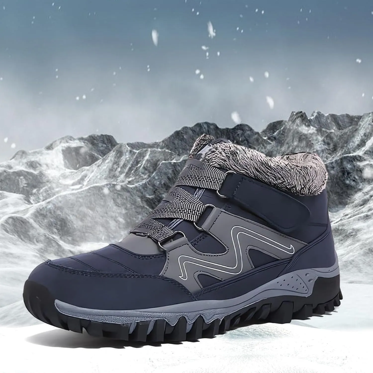 Men's Work Boots Wide Width Hiking Sneakers Shoes with Fur Lined Women's Workout Shoes Comfortable Winter Backpacking Snow Botas Warm Water Hike Grounded Footwear