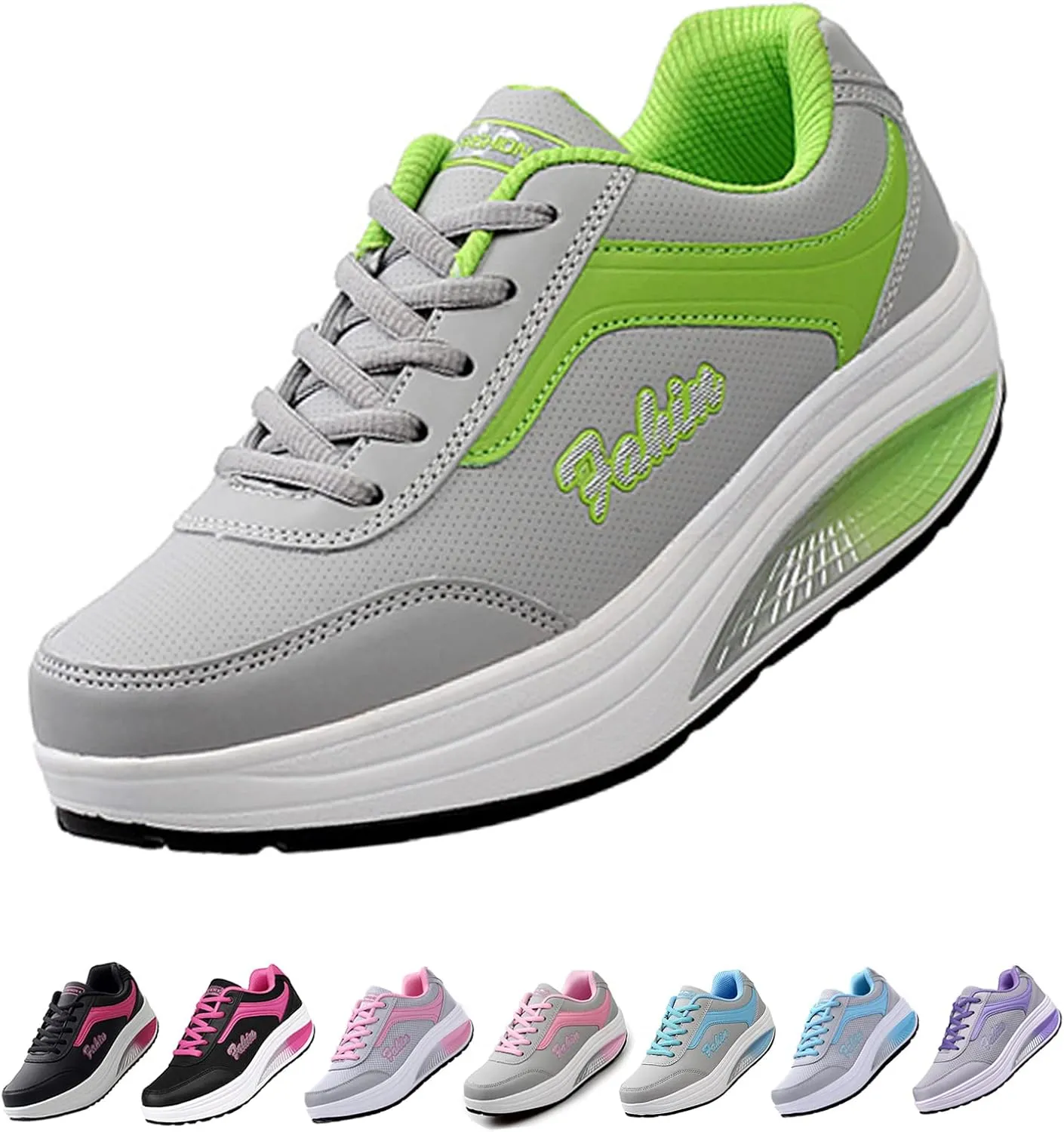 Optigard Women's Toning Platform Lace-up Rocker Shoes with Arch Support