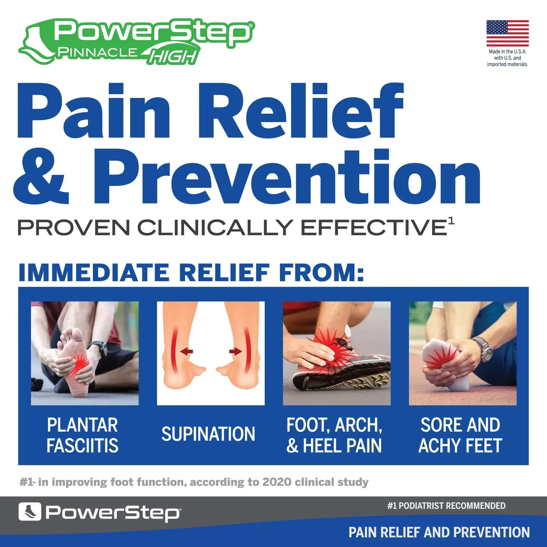 PowerStep Pinnacle High Insoles  Superior Support for High Arches