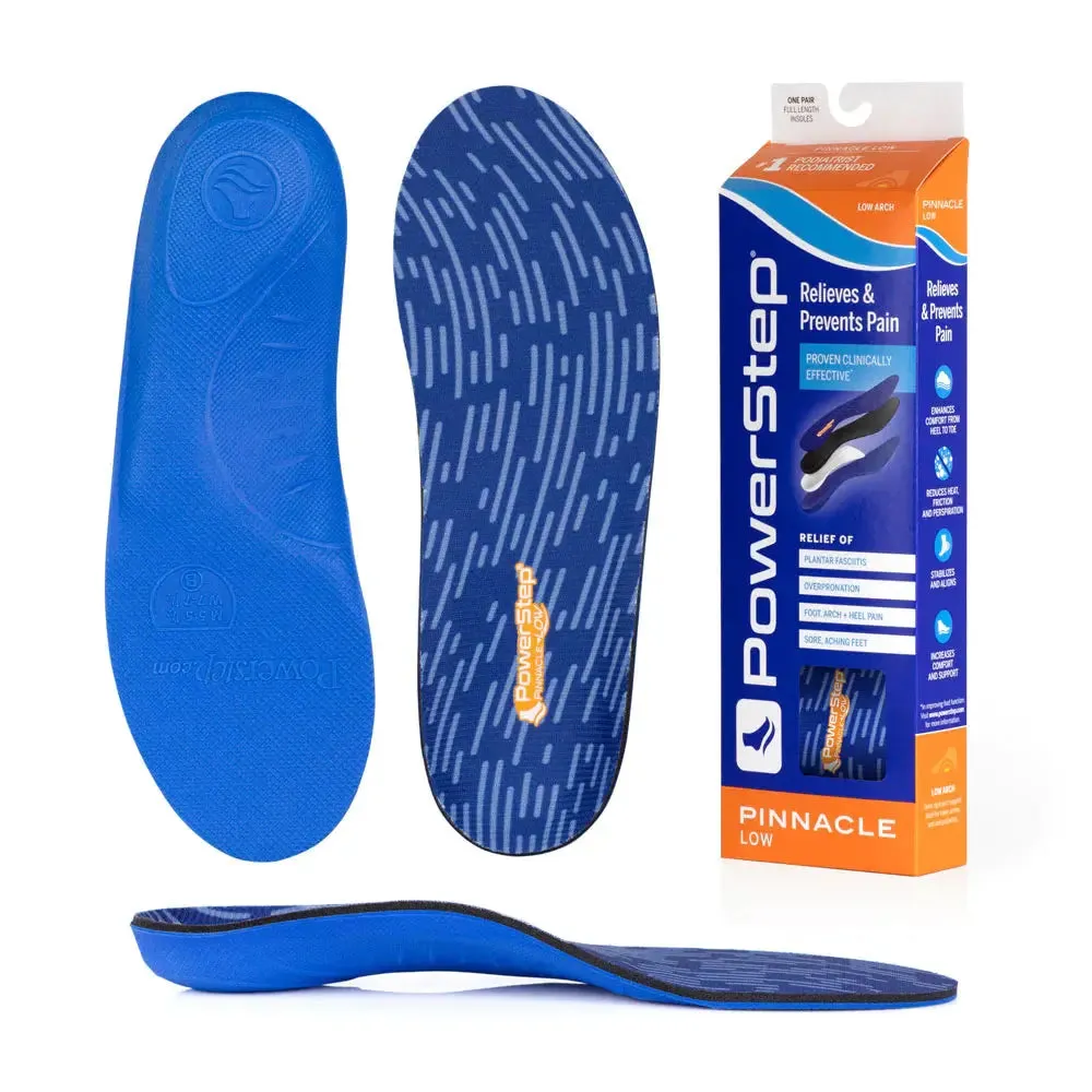 PowerStep Pinnacle Low Insoles  Designed for Low Arches and Overpronation Relief